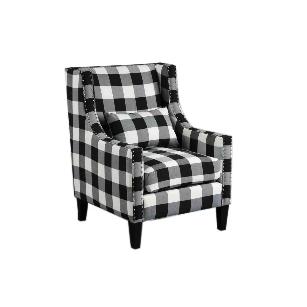 Best Master Furniture Glenn 20" Transitional Fabric Arm Chair in Black/White