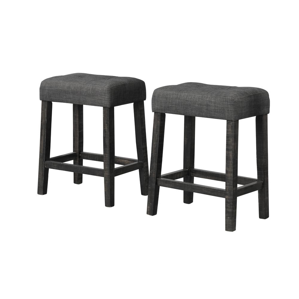 Best Master Furniture Yosef 24" Wood Counter Stool in Charcoal (Set of 2)