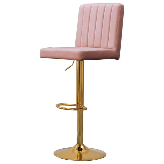 Best Master Yucca Pink/Gold Adjustable Velvet Swivel Bar Stools (Set of 2)