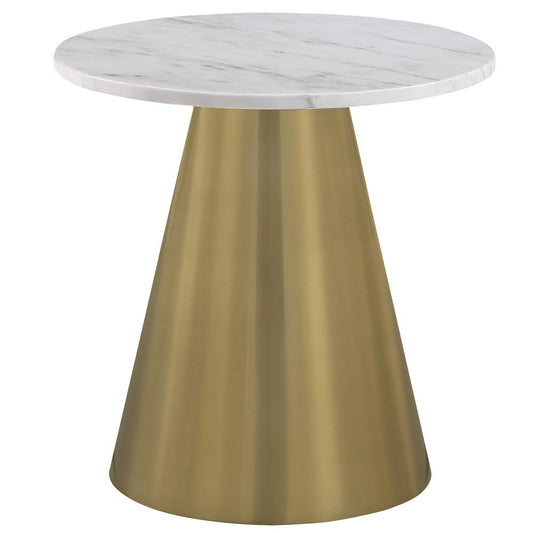 Jacobsen White Round Marble End Table