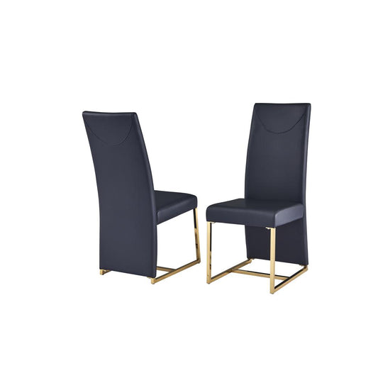 Best Master Furniture Padraig Black Faux Leather Side Chairs in Gold (Set of 2)