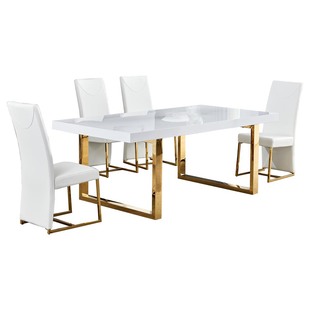 Best Master Furniture Padraig 5-piece White Rectangular Dining Set in Gold