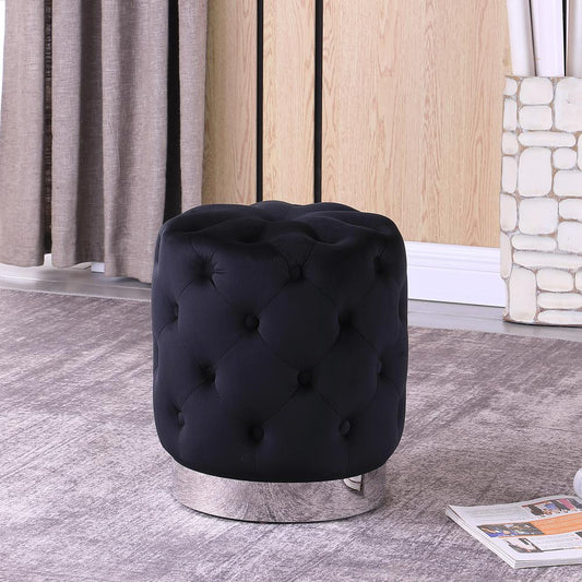 Jacobson Tufted Velvet Black Accent Ottoman