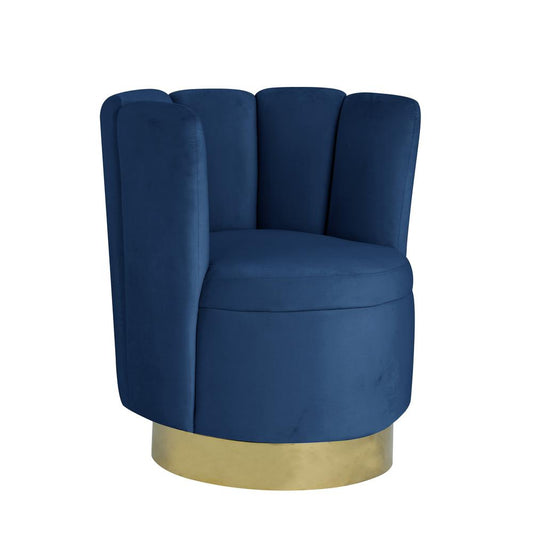 Ellis Velvet Upholstered Swivel Accent Chair in Blue Velvet