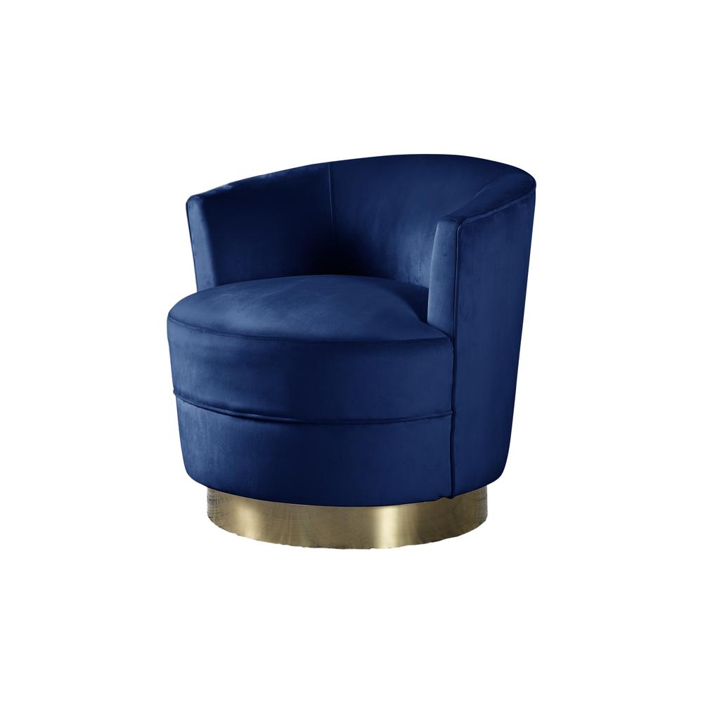 Best Master Furniture Ava 18" Modern Velvet Swivel Accent Chair in Blue/Gold