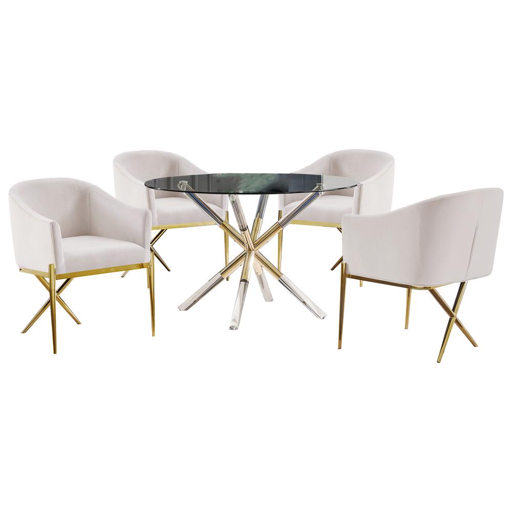 Best Master Dalton Round Dining Set in Cream (5-piece)