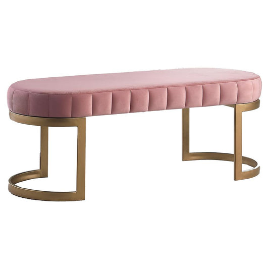 Krista Velvet Glam Accent Bench in Pink