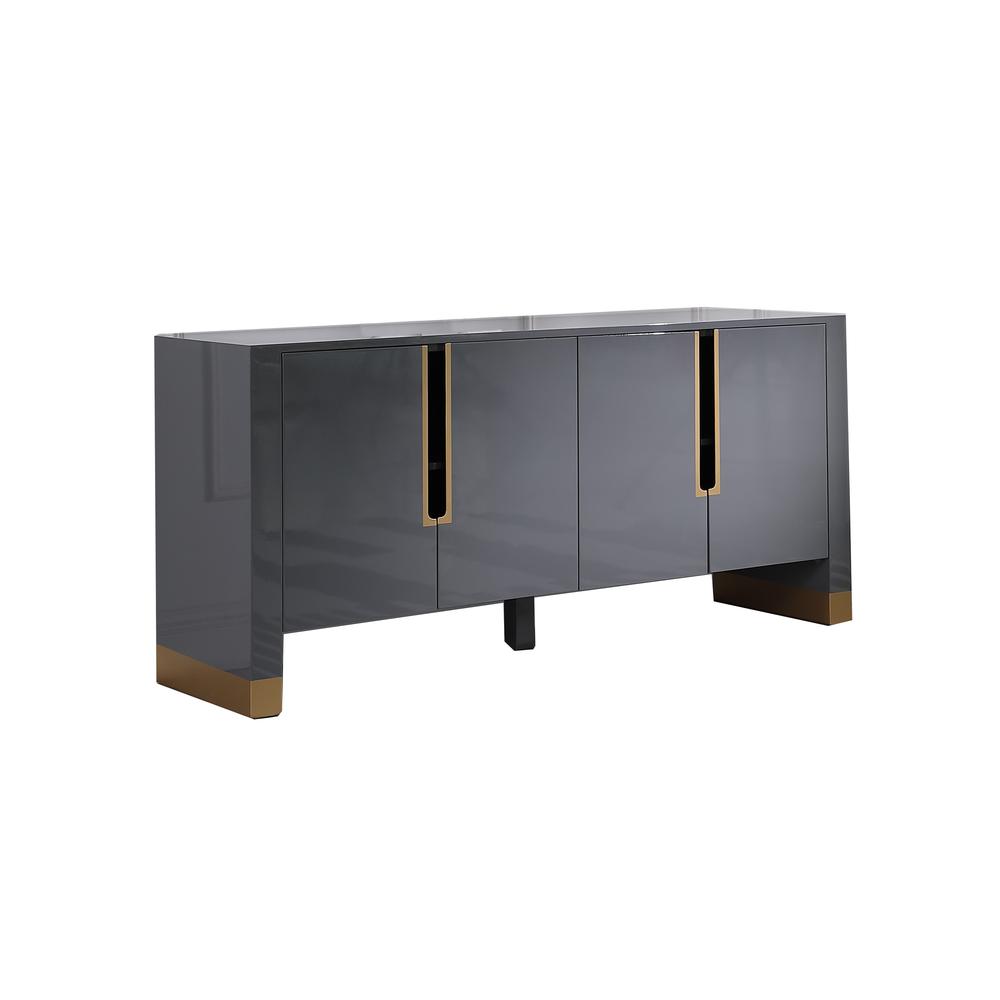 Best Master Furniture Akantha 68" Wood Sideboard with Gold Accents in Gray