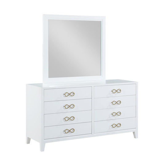 Bradbury White Modern Wood Dresser with Mirror