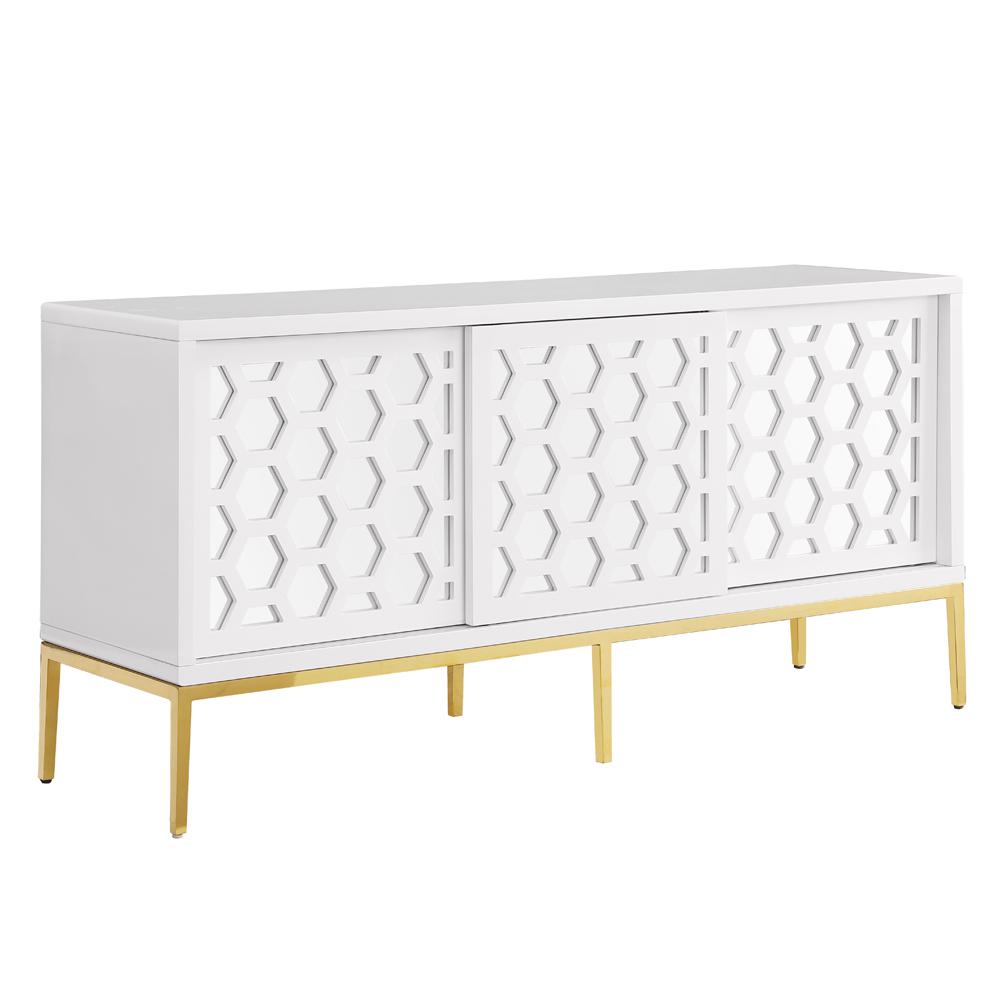 Valens 64" White with Gold Base Sideboard