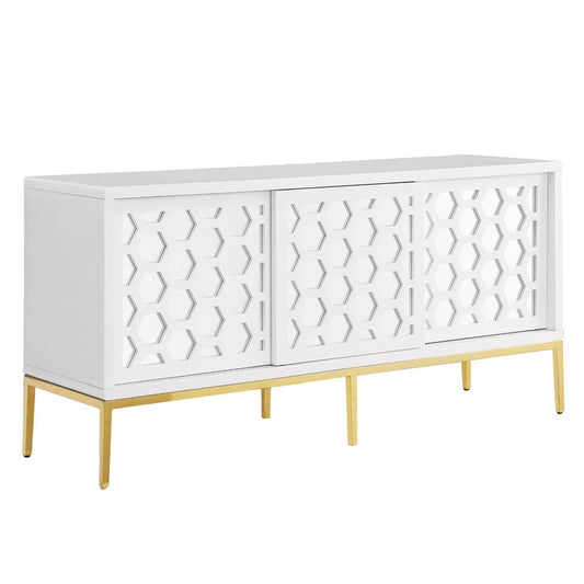 Valens 64" White with Gold Base Sideboard