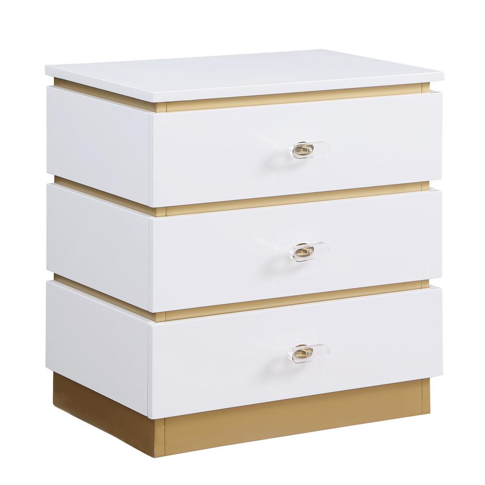 Tambert White Lacquered Side Table with Gold Accents