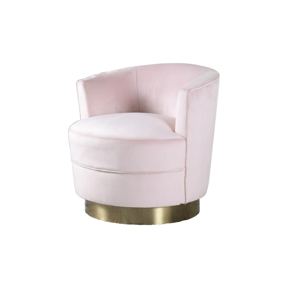 Best Master Furniture Ava 18" Modern Velvet Swivel Accent Chair in Pink/Gold