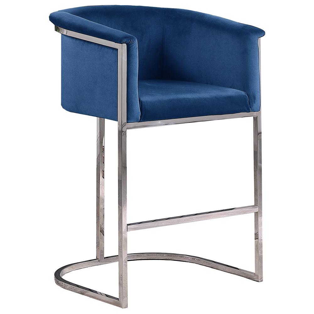 Lexie Blue Bar Stools with Silver Base(Set of 2)