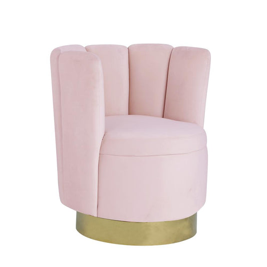 Ellis Velvet Upholstered Swivel Accent Chair in Pink Velvet