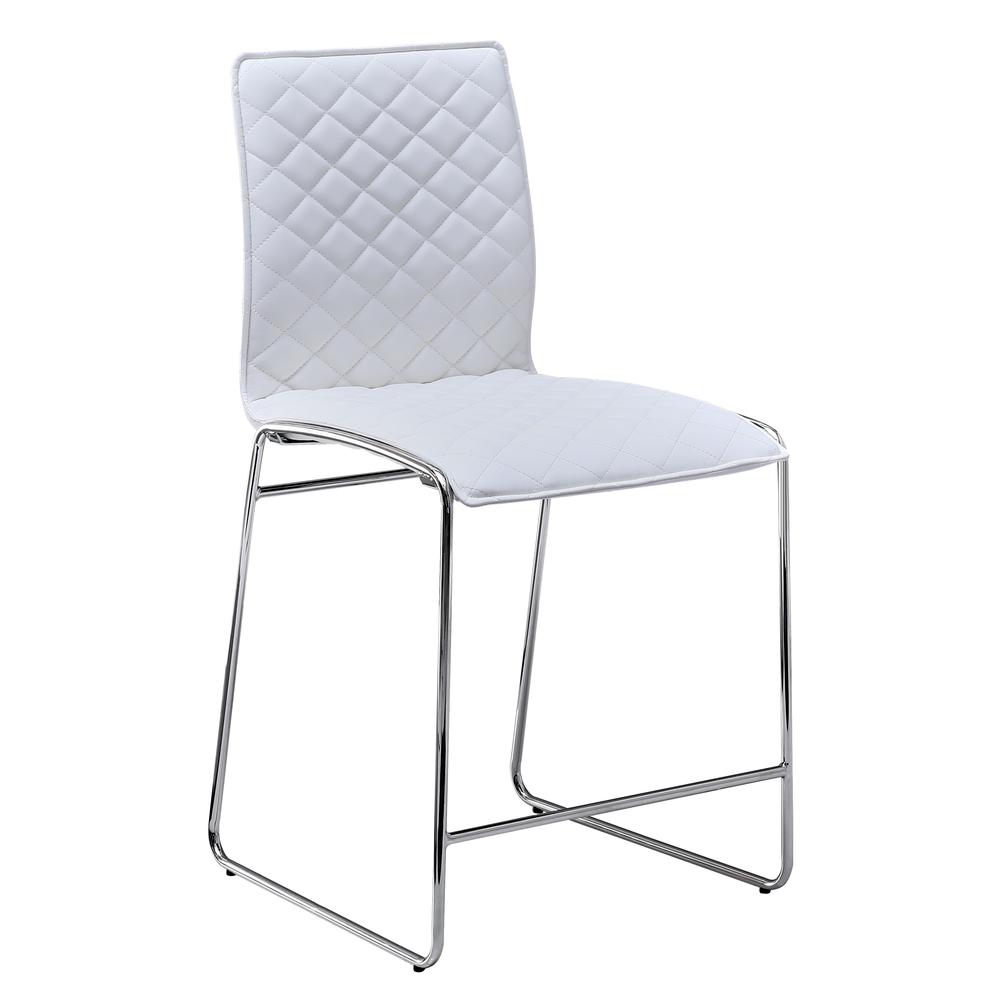 Best Master Furniture Duncan 24" Faux Leather Counter Stool in White/Chrome