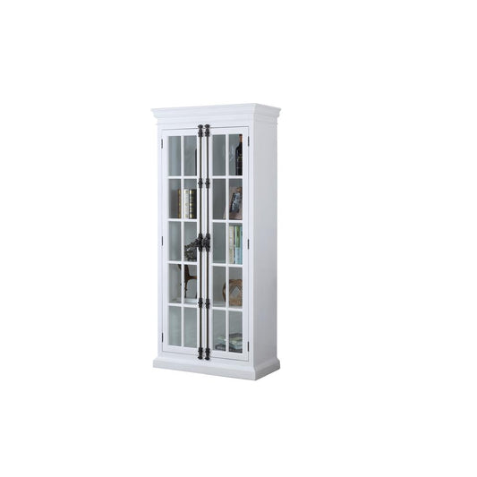 Polich Antique White Wood Storage Curio Cabinet