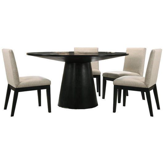 Terra Modern Black Round Wood Dining Set (5 Piece)