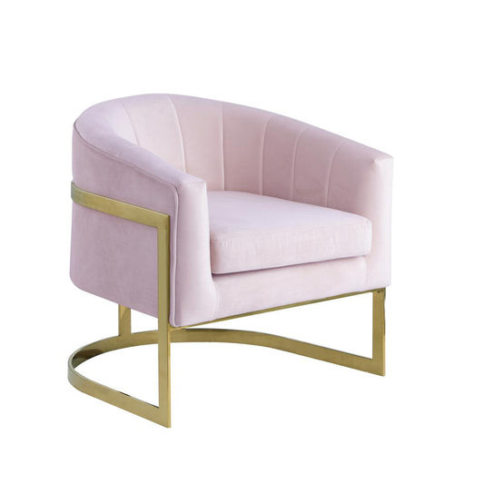 Traxmon Velvet Upholstered Accent Chair in Pink