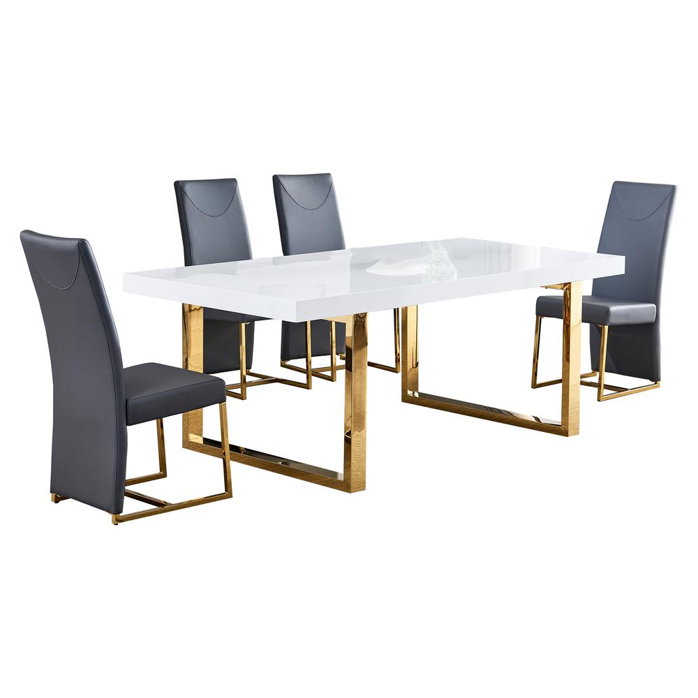 Best Master Furniture Padraig 5-piece Gray Rectangular Dining Set in Gold