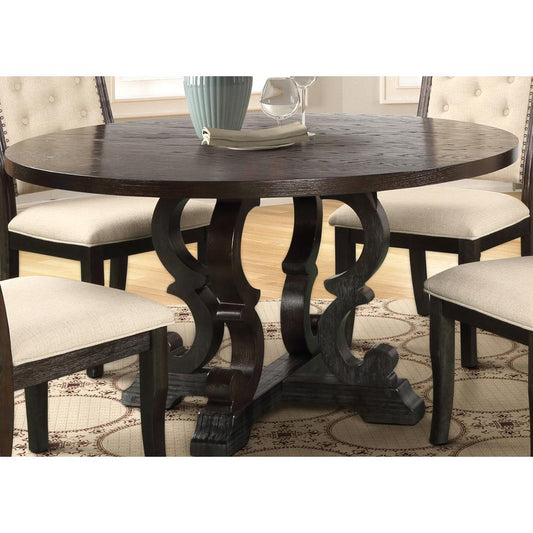 Best Master Furniture 54" Round Traditional Solid Wood Dining Table in Brown