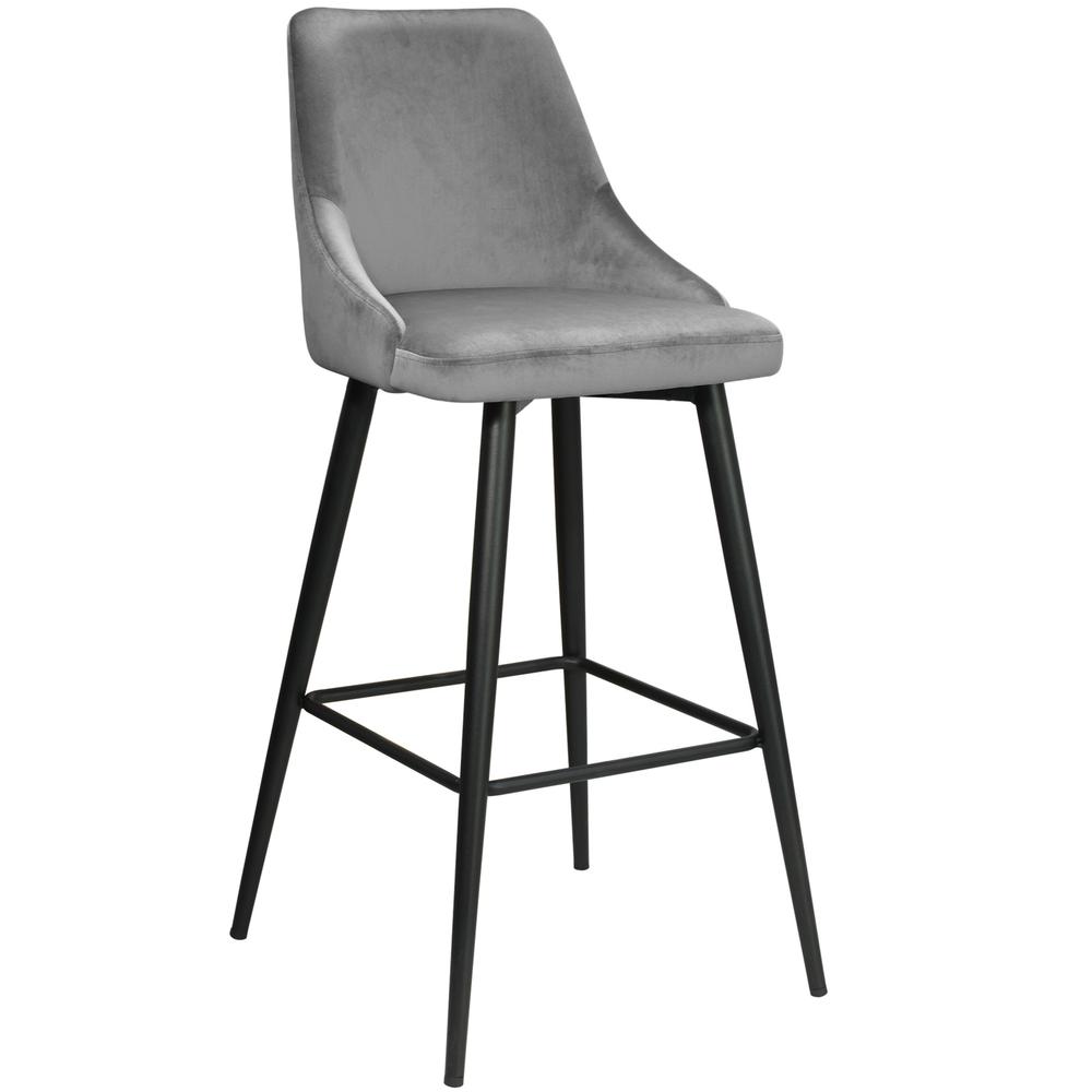 Best Master Furniture Sunset 26" Velvet Fabric Counter Stool in Gray (Set of 2)