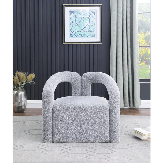 Troilus Grey Boucle Fabric Accent Chair