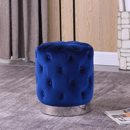 Jacobson Tufted Velvet Blue Accent Ottoman