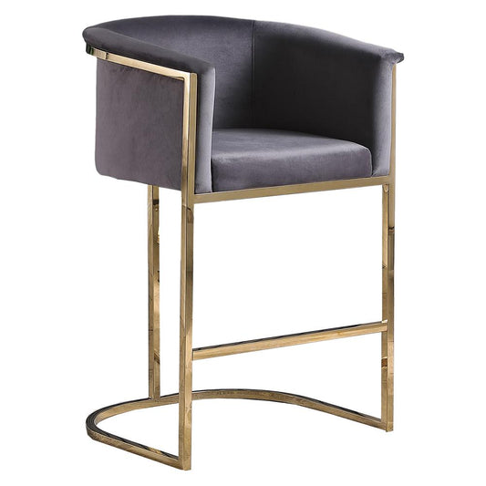 Lexie Gray Bar Stools with Gold Base(Set of 2)