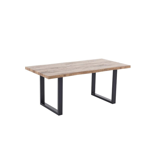 Bazely Industrial Chic Rectangular Oak Wood Dining Table with Black Base