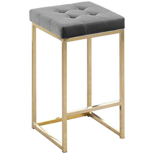 Jersey Cream Velvet Counter Height Stool in Gold (Set of 2)