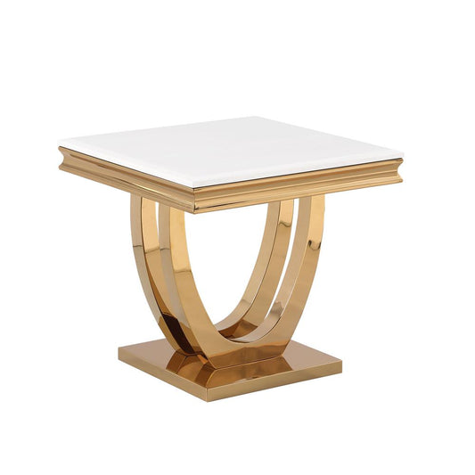 Danis Stone Marble Laminate Gold End Table