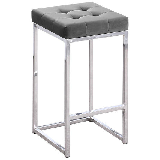 Jersey Gray Velvet Counter Height Stool in Silver (Set of 2)