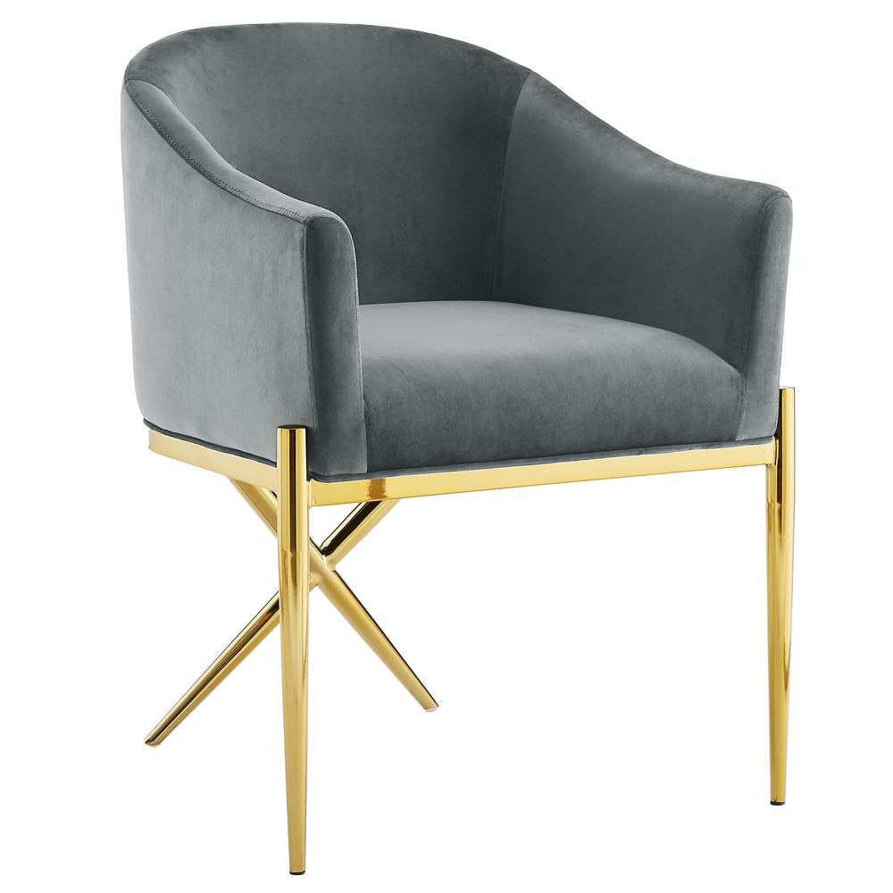 Best Master Dalton Gray Velvet Side Chairs in Gold