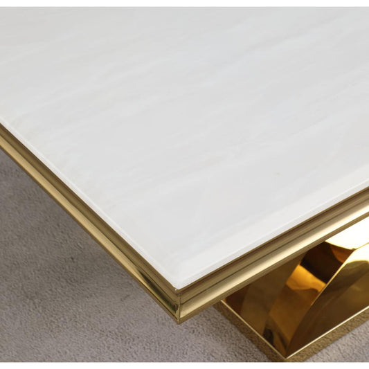 Danis Stone Marble Laminate Gold Coffee Table