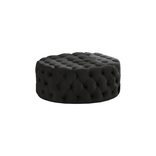 Anderson 40" Round Velvet Fabric Ottoman in Black