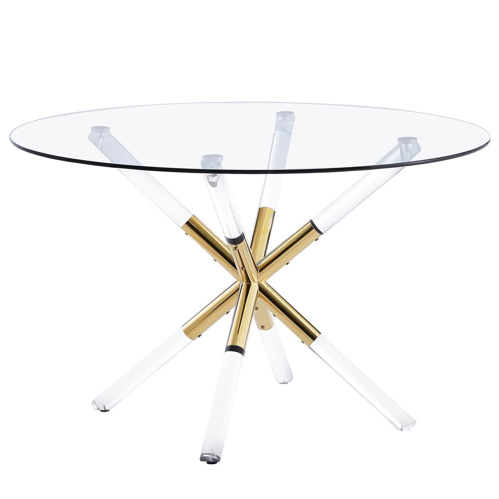 Best Master Dalton Round Glass Gold Dining Table