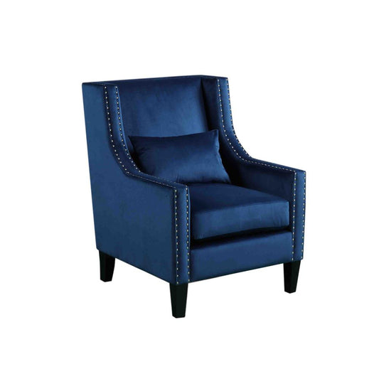 Best Master Furniture Glenn 20" Transitional Velvet Arm Chair in Blue