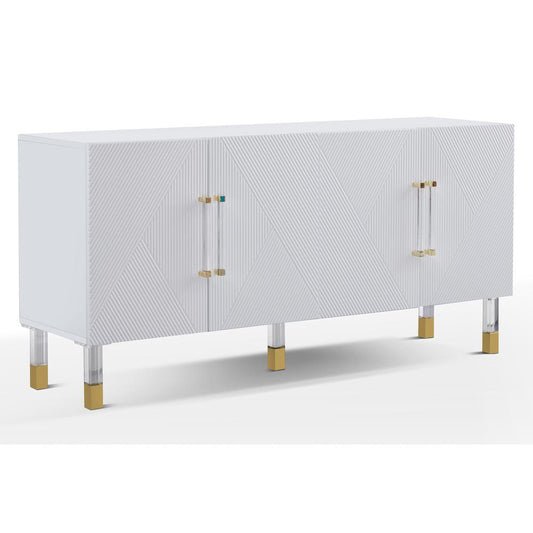 Quentin White Cabinet with Gold Acrylic Accents