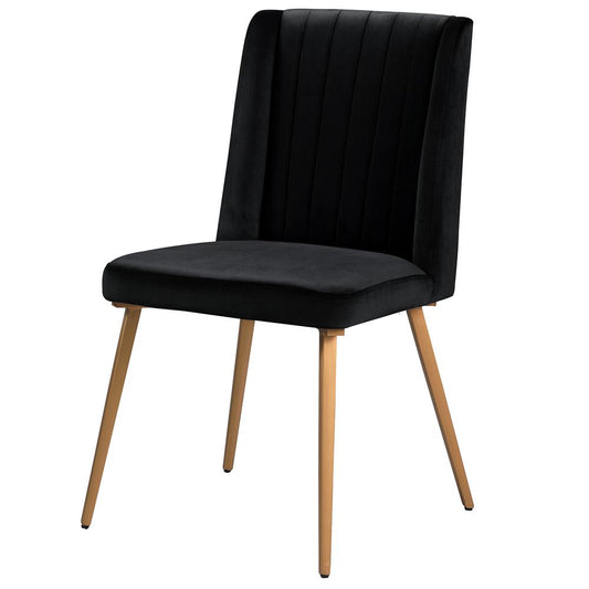 Newport Black Velvet Dining Chairs with Gold Legs(Set of 2)