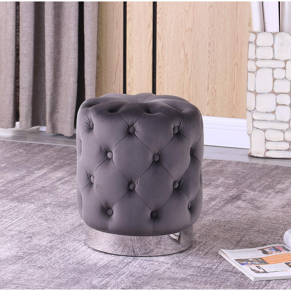 Jacobson Tufted Velvet Gray Accent Ottoman