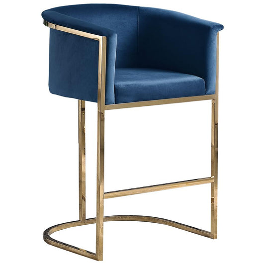 Lexie Blue Bar Stools with Gold Base(Set of 2)