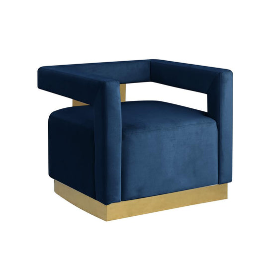 Connor Velvet Upholstered Accent Chair in Blue