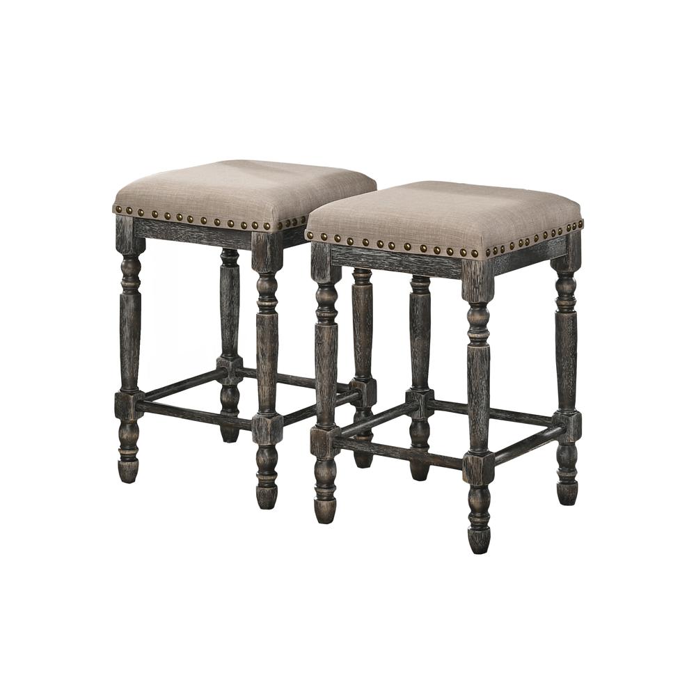 Best Master Furniture Eva 26" Wood Counter Stool in Gray (Set of 2)