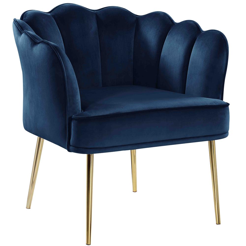 Jackie Navy Velvet Accent Chair with Gold Legs