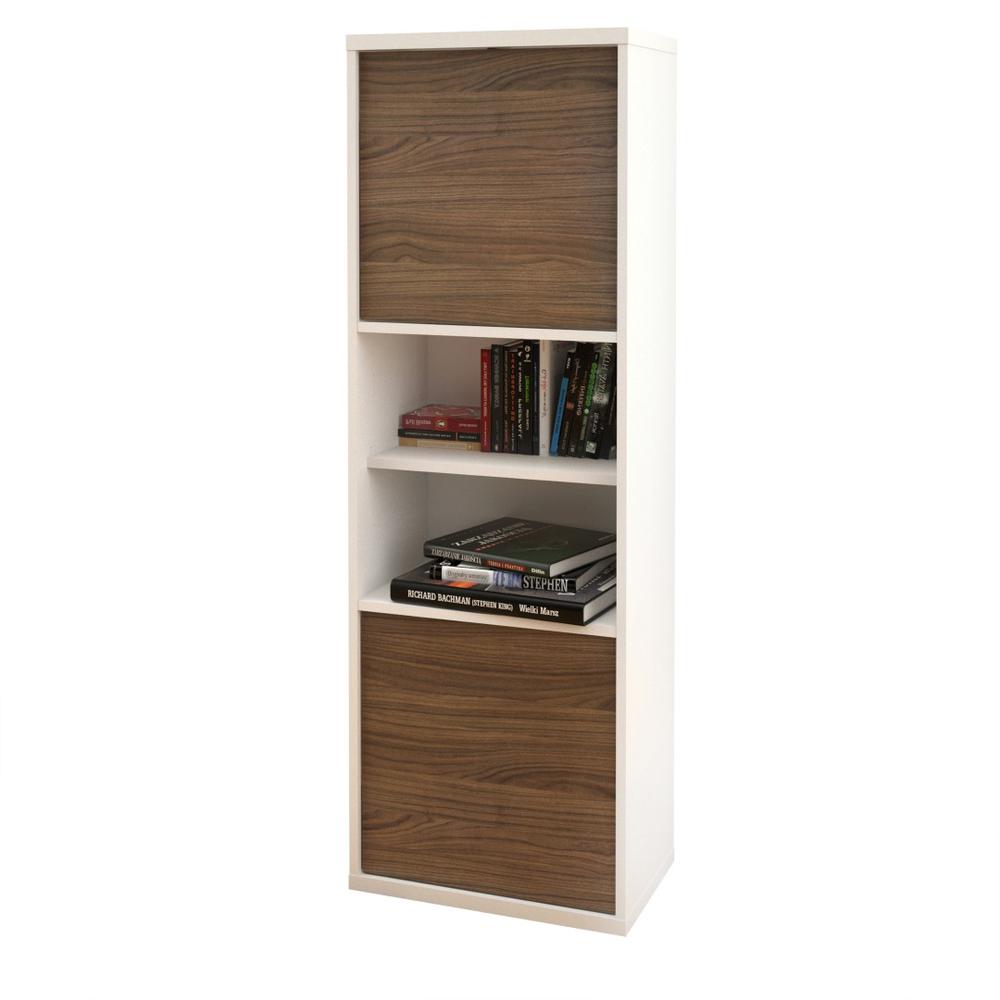 Liber-T 3 Piece Home Office Set, White and Walnut