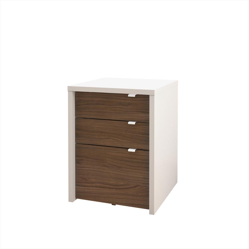 Liber-T 2 Piece Home Office Set, White and Walnut