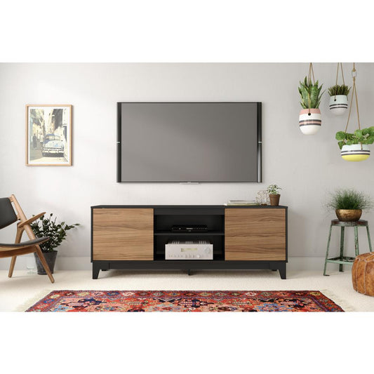 Nexera 402321 Rhapsody TV Stand, 72-inch, Nutmeg and Black