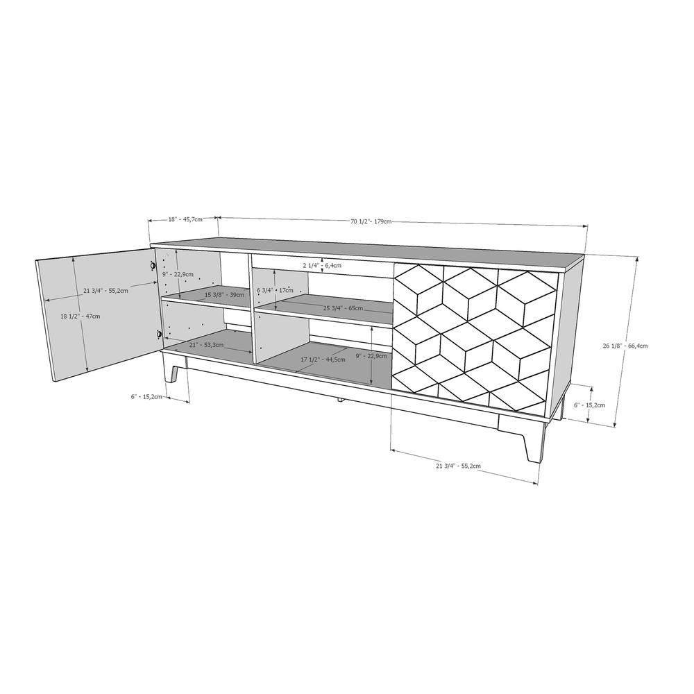 Nexera 402330 Hexagon TV Stand, 72-inch, Nutmeg and Black