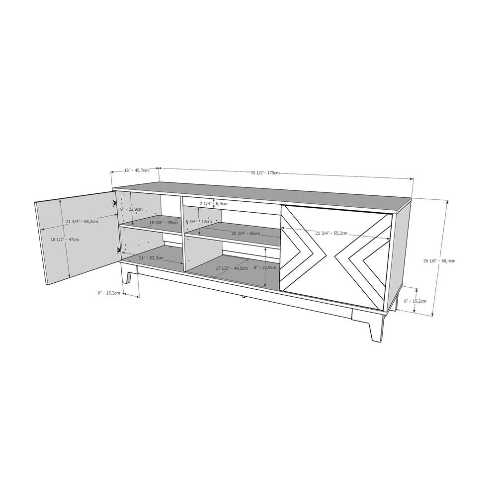 Nexera 402331 Arrow TV Stand, 72-inch, Nutmeg and Black